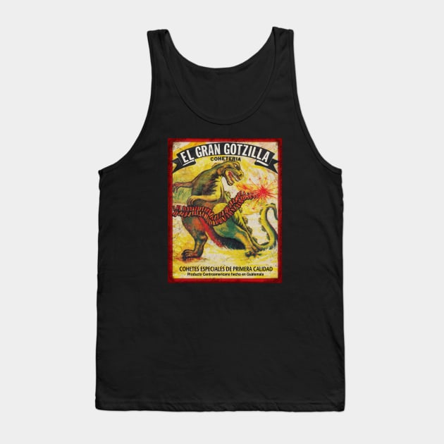 Godzilla Firecracker Poster Retro Tank Top by Cabezon